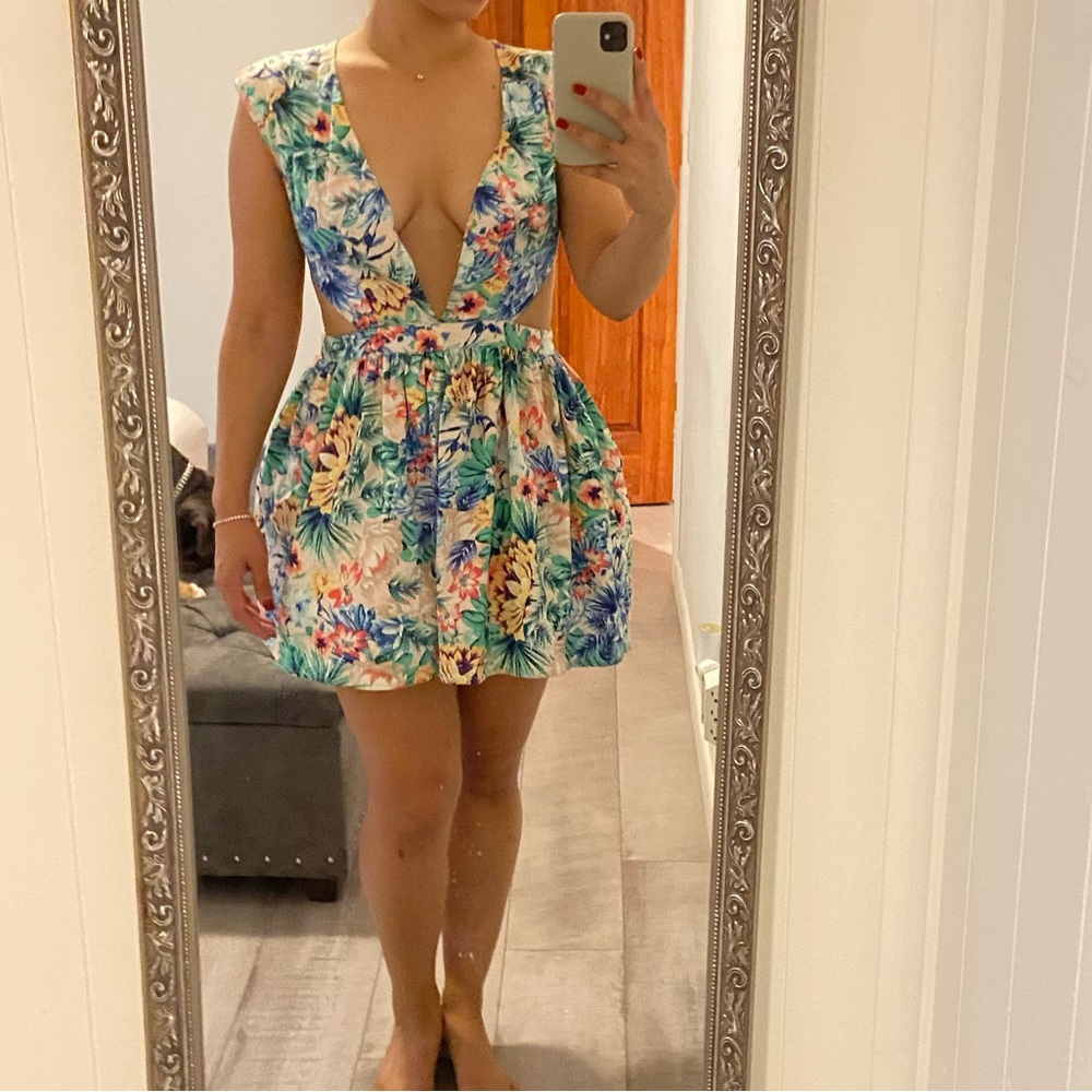 Multi Floral Tulle cut out waiste